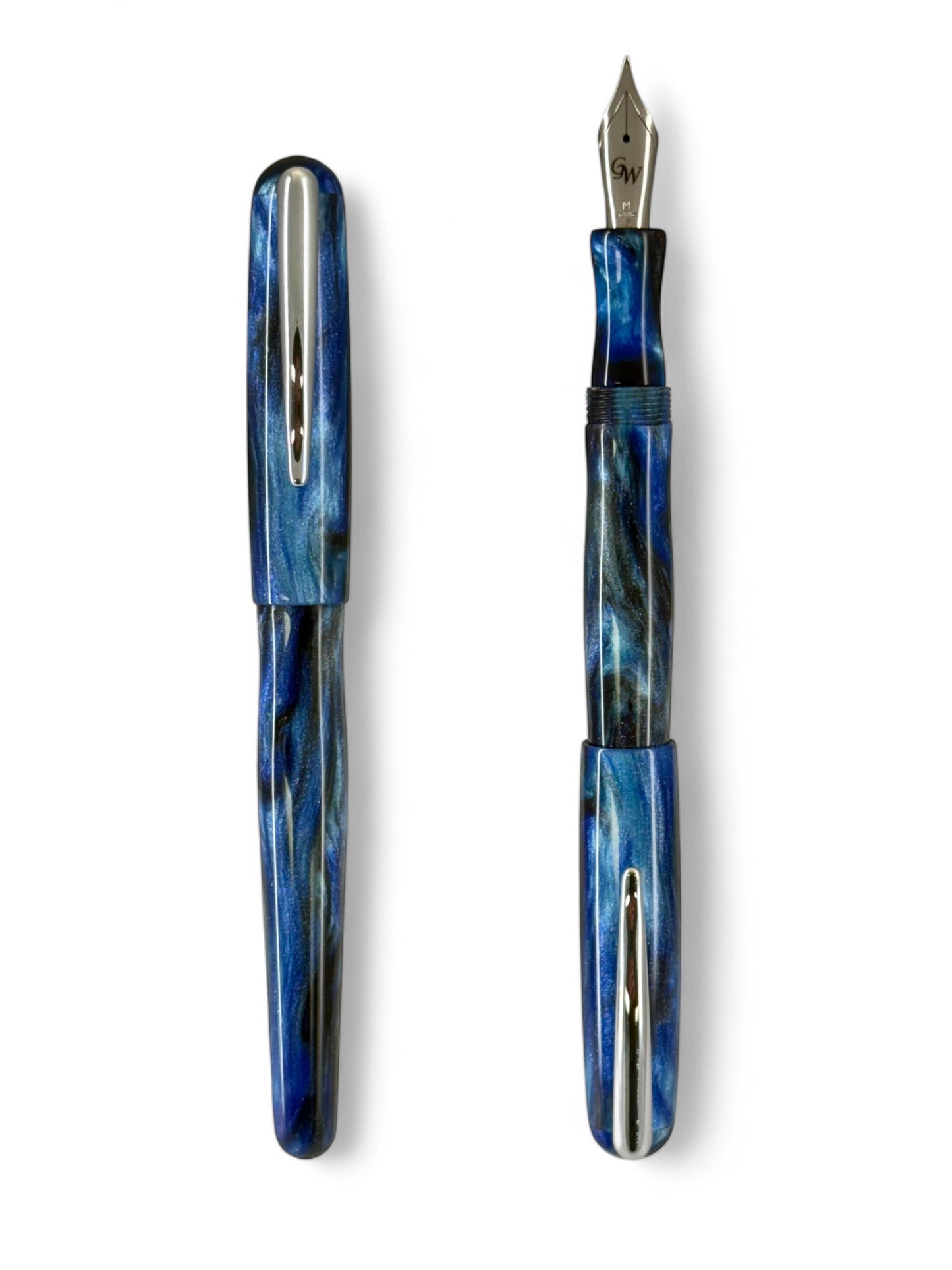GW CC1 Fountain Pen in DiamondCast Blue Black Resin