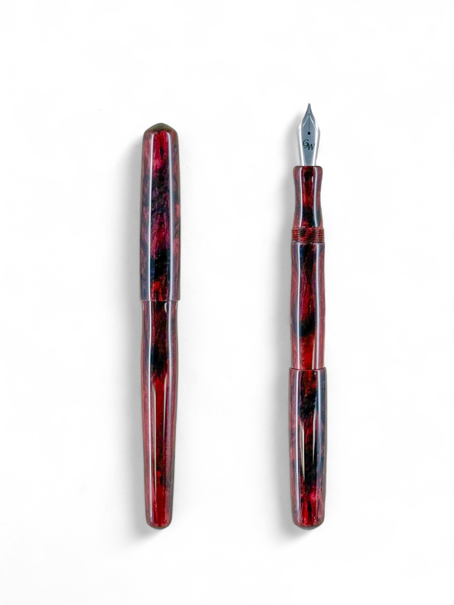 GW NC3 Fountain Pen in Black Cherry with Translucent Blue Resin