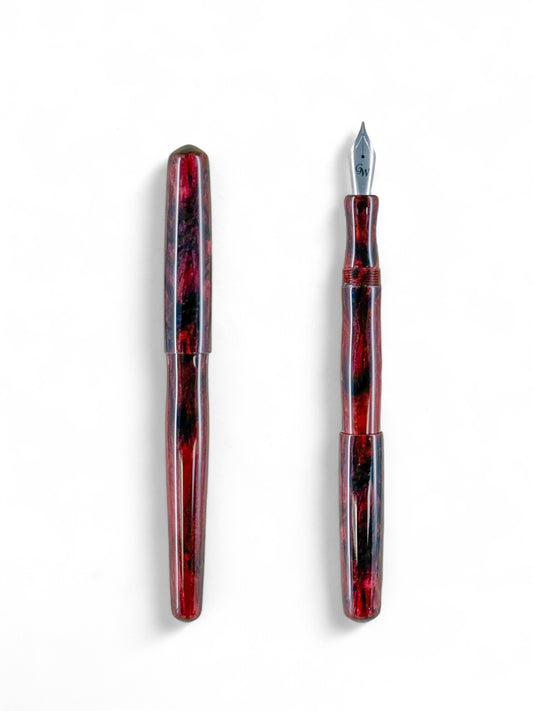 GW NC3 Fountain Pen in Black Cherry with Translucent Blue Resin