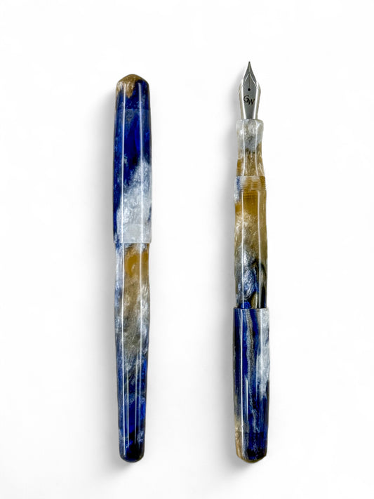 GW NC3 Fountain Pen in White Blue Champagne Resin