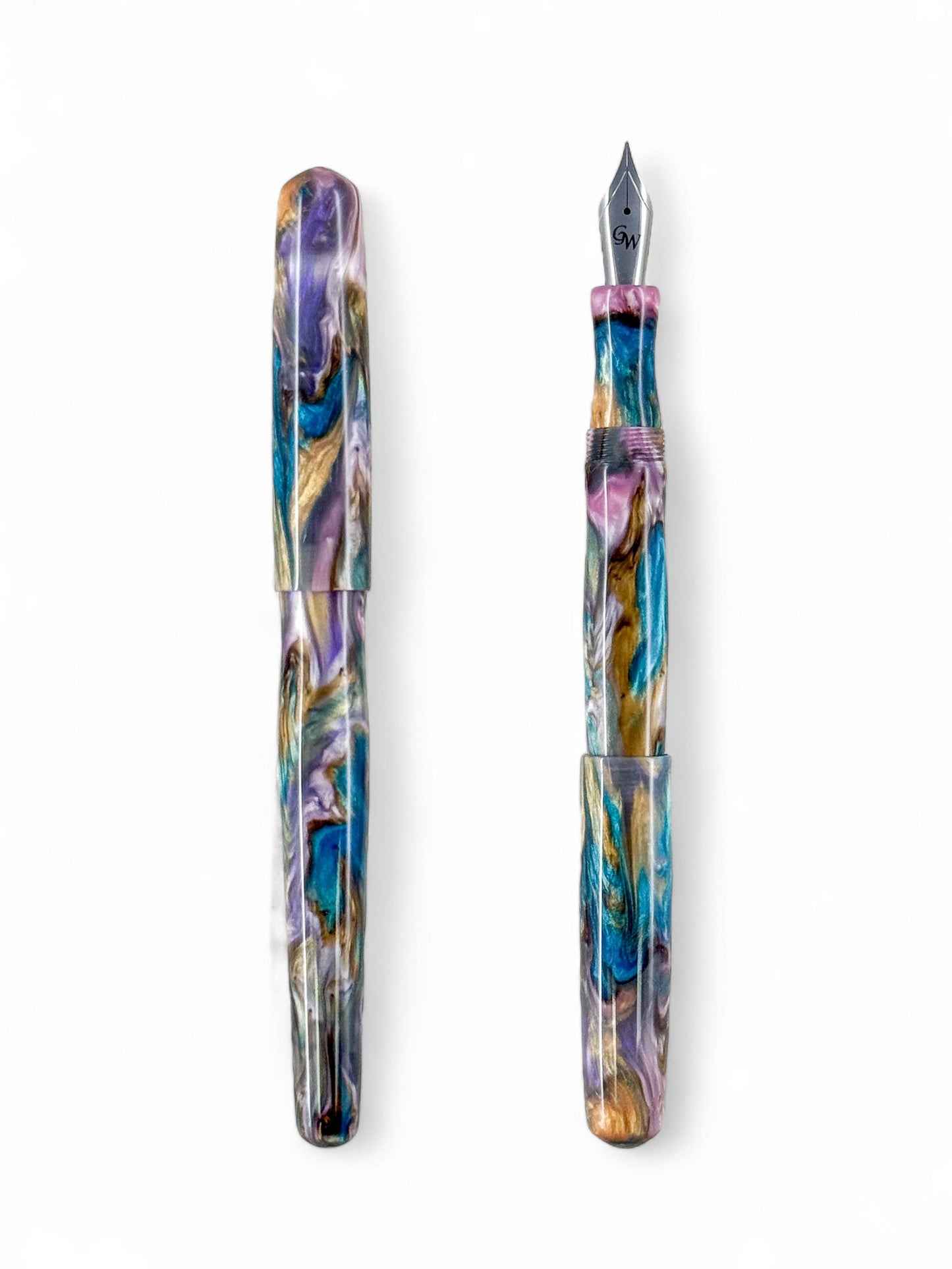 GW NC3 Fountain Pen in Black Gold Teal Purple Pink Resin