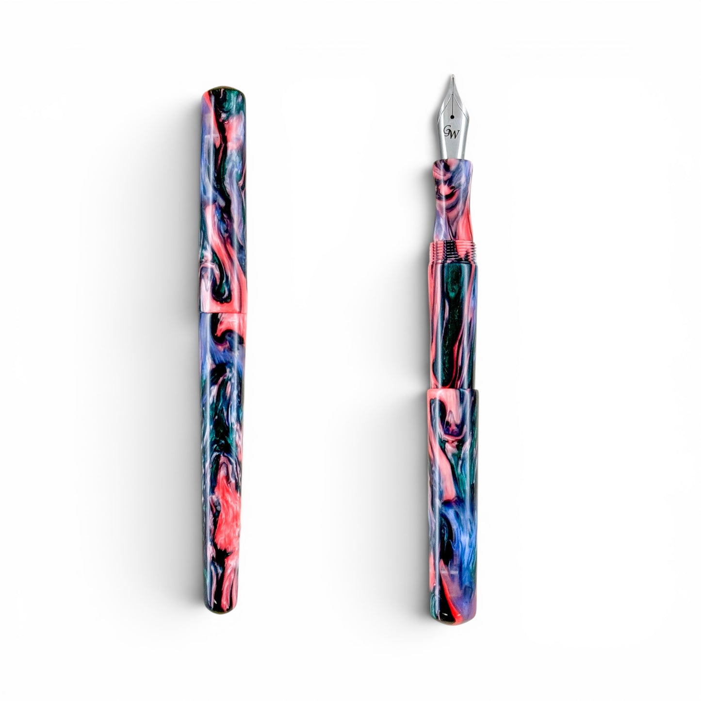 GW D2 Fountain Pen in Pink Green Blue Resin