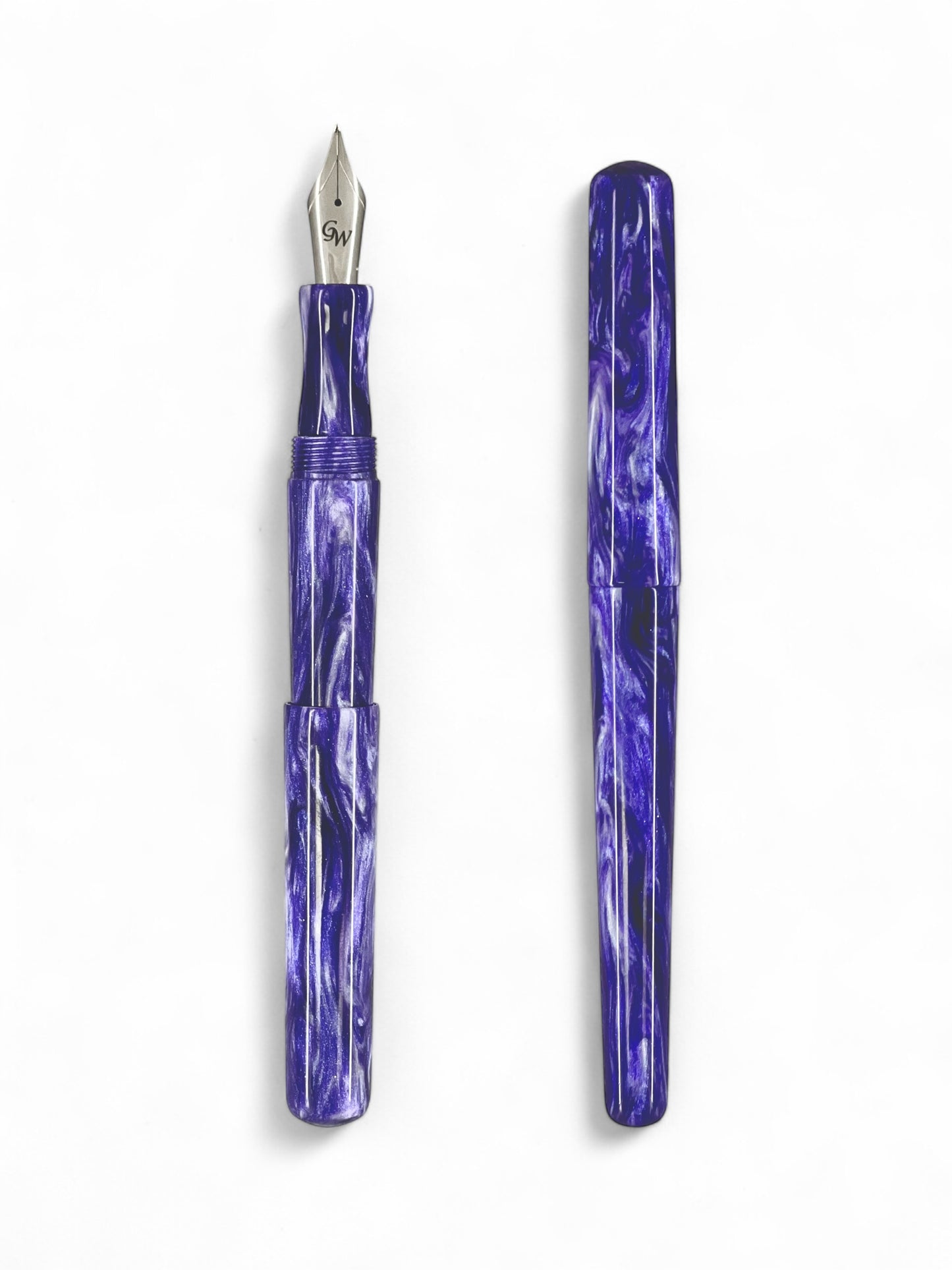 GW D2 Fountain Pen in Purple and White DiamondCast