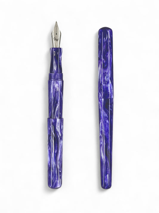 GW D2 Fountain Pen in Purple and White DiamondCast