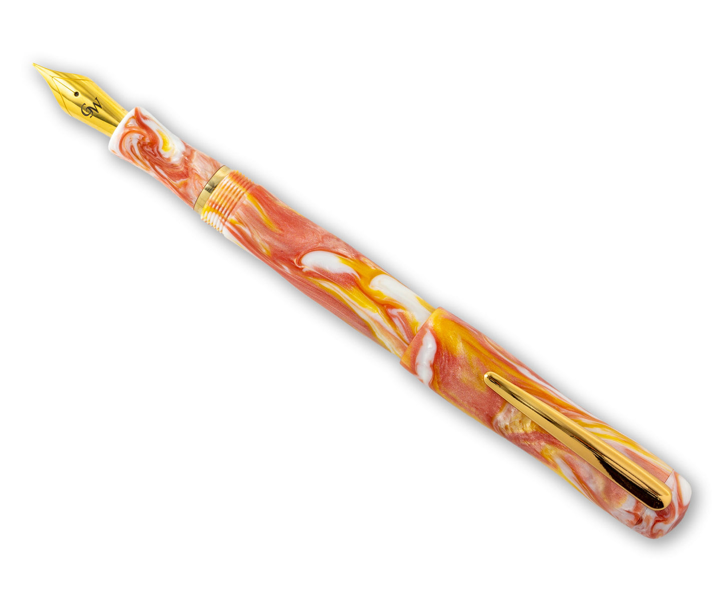 GW Dolcemente Fountain Pen in Salmon Gold White Resin