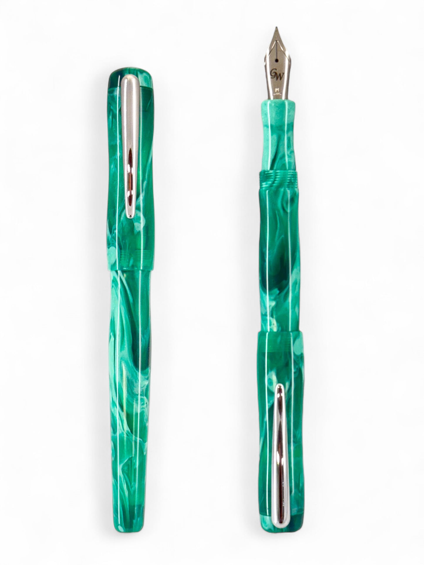 GW Dolcemente Fountain Pen in Brooks Translucent Green Resin