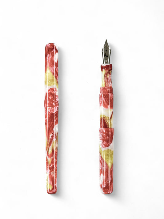 GW D2 Fountain Pen in Pink Magenta Yellow White Resin