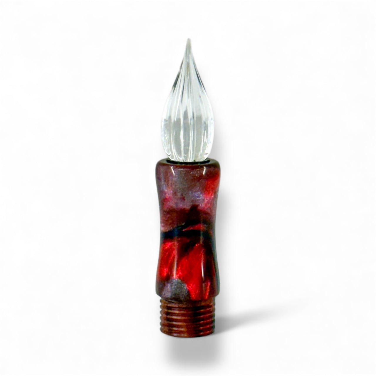 GW Modular Glass Nib Dip Pen Component in Silver-Red Resin 1b