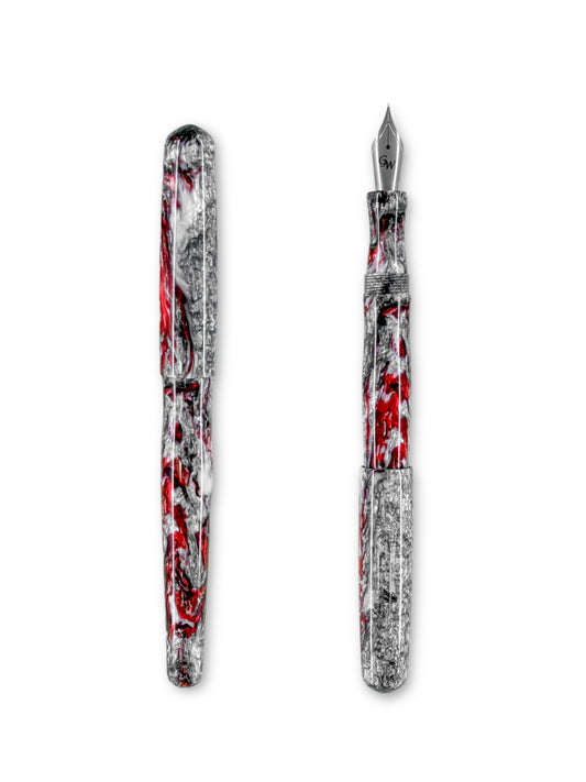 GW NC3 Fountain Pen in 2025 Holiday Red White Silver Resin