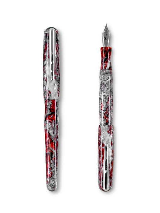 GW CC1 Fountain Pen in 2025 Holiday Red White Silver Resin