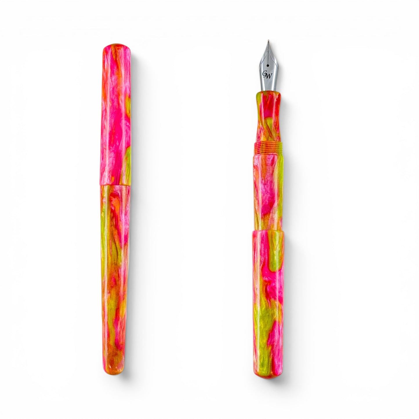 GW D2 Fountain Pen in Fuchsia Lime Resin