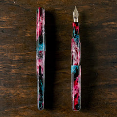 GW D2 Fountain Pen in Black Magic Turquoise Black White Red Resin