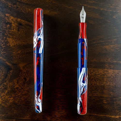 GW D2 Fountain Pen in Brooks Red White Blue Resin