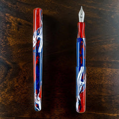 GW D2 Fountain Pen in Brooks Red White Blue Resin
