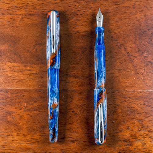 GW CC1 Fountain Pen in Brooks Blue and Orange Resin