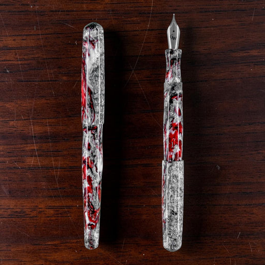 GW NC3 Fountain Pen in 2025 Holiday Red White Silver Resin