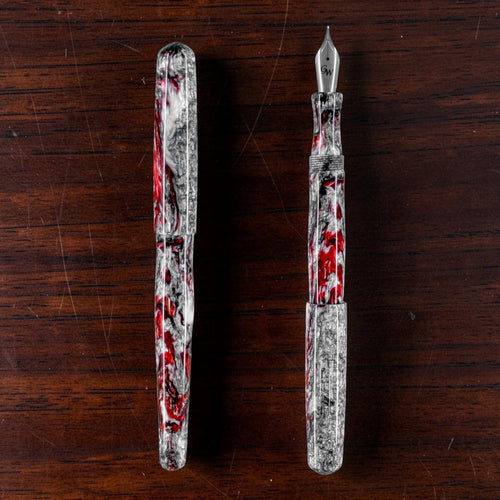 GW NC3 Fountain Pen in 2025 Holiday Red White Silver Resin