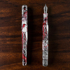 GW D2 Fountain Pen in 2025 Holiday Red White Silver Resin