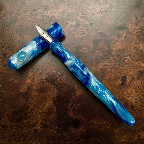 GW GemPen 25 Blue Chalcedony in Blue Skies Fountain Pen