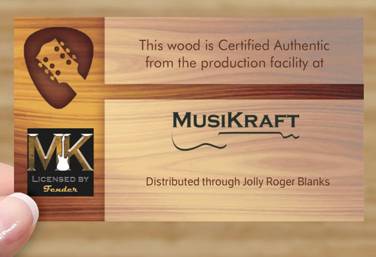 Additional Certificate of Authenticity for Musikraft Wood